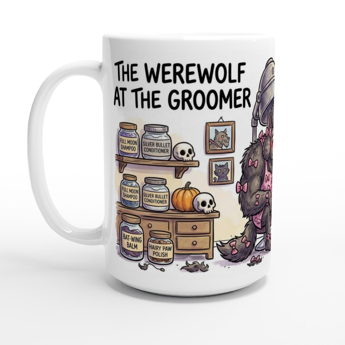 Werewolf at the Groomer Funny Halloween Ceramic Coffee Mug