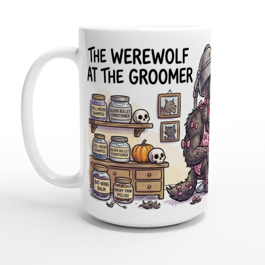 Werewolf at the Groomer Funny Halloween Ceramic Coffee Mug