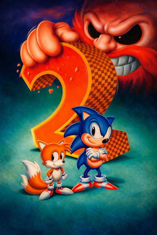 Sonic the Hedgehog 2 Cover Montage Poster - Retro Video Game Art Print