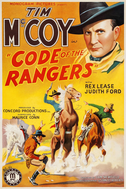 Code of the Rangers 1938 Movie Poster – Tim McCoy Western Film Wall Art Decor