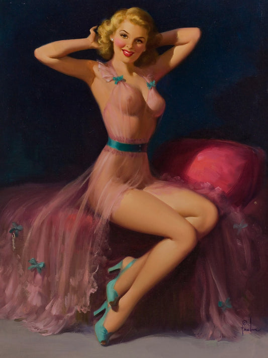 Pin-Up in Pink by Art Frahm (1952) Poster – Vintage Glamour Wall Art Decor