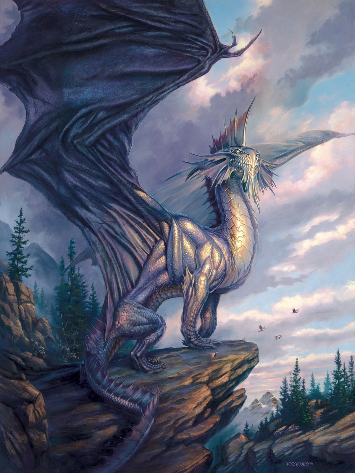 Silver Dragon Poster – Todd Lockwood Dungeons & Dragons Fantasy Art Print 2001