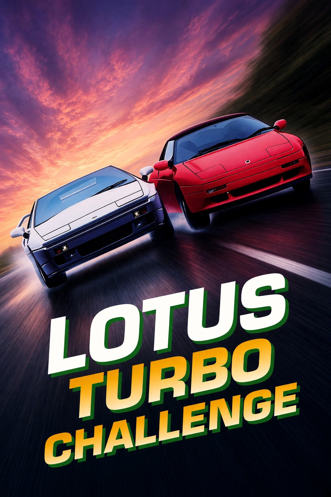 Lotus Turbo Challenge Poster – Racing Sports Cars Action Art Wall Art Decor