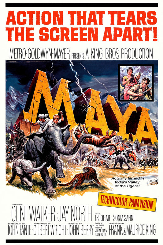 Maya 1966 Movie Poster – Classic Elephant Adventure Film Art Wall Print