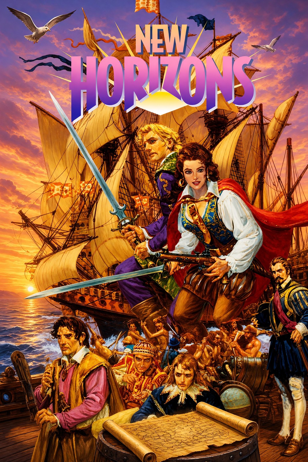 Uncharted Waters New Horizons Poster - Age of Sail RPG Game Art Wall Art