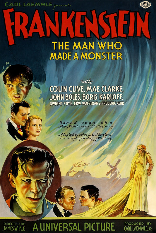 Frankenstein 1931 Movie Poster - The Man Who Made a Monster Wall Art Decor