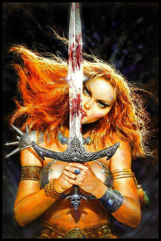BLAS GALLEGO POSTER BLOOD SWORD BARBARIAN WOMAN WARRIOR FANTASY PINUP ART