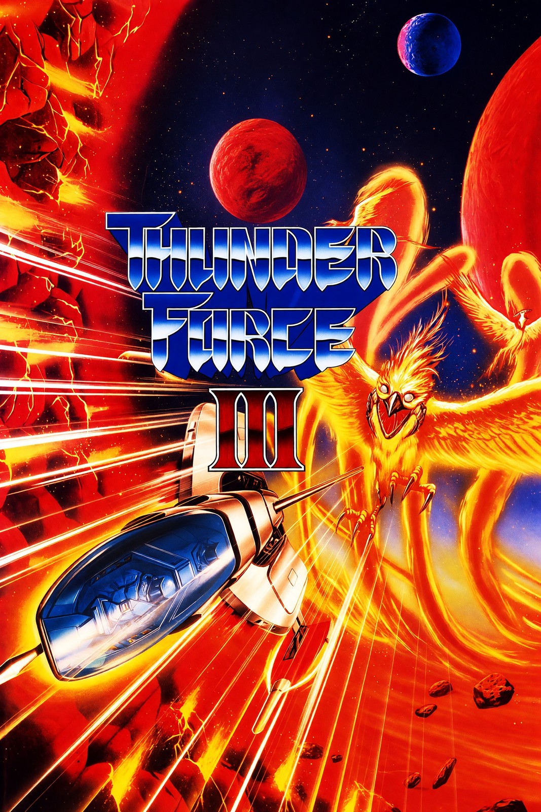 Thunder Force III Poster – Retro Arcade Fire Phoenix Space Battle Wall Art Decor