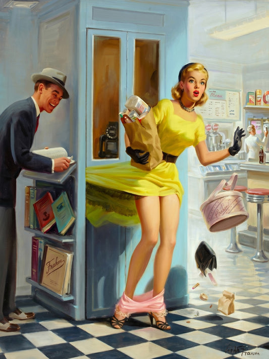 Number Please by Art Frahm 1955 Poster – Vintage Pin-Up Kitchen Wall Art Decor