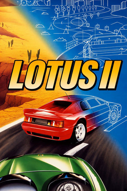 Lotus II Racing Car Poster – Desert Blueprint Design 1980s Wall Art Decor