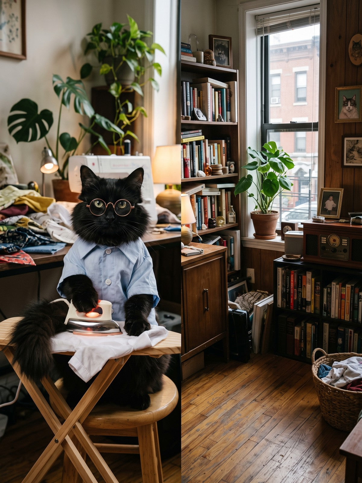 Black Cat with Glasses Poster – Scholarly Intellectual Cat, Library Wall Art