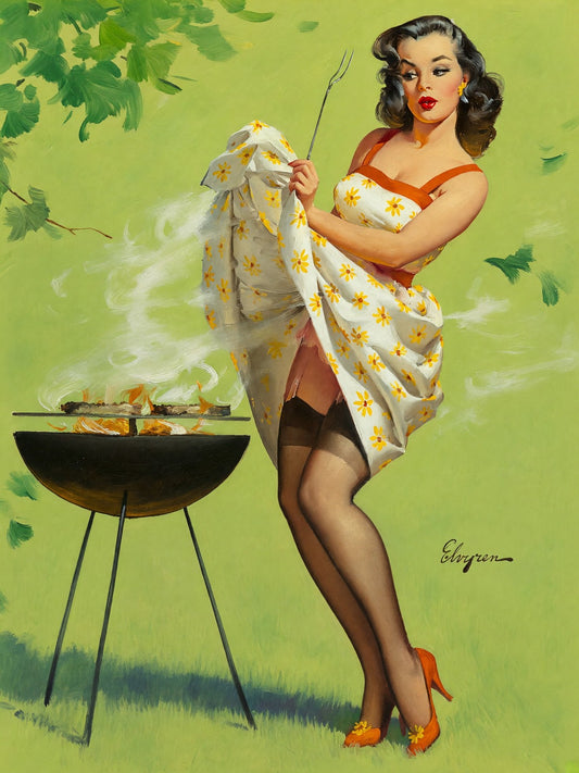 Smoke Screen by Gil Elvgren (1958) Vintage Pin-Up Poster Wall Art Decor