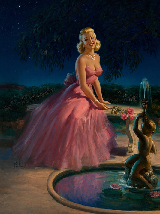 Patience in Pink by Art Frahm (1952) Poster – Vintage Pin-Up Wall Art Decor