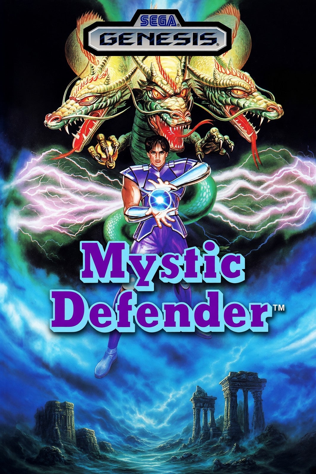 Mystic Defender Poster – Fantasy Hero Dragon Battle Video Game Art