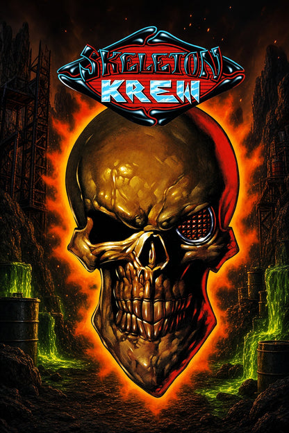 Skeleton Krew Poster - Golden Skull Fire Horror Retro Game Art Wall Art
