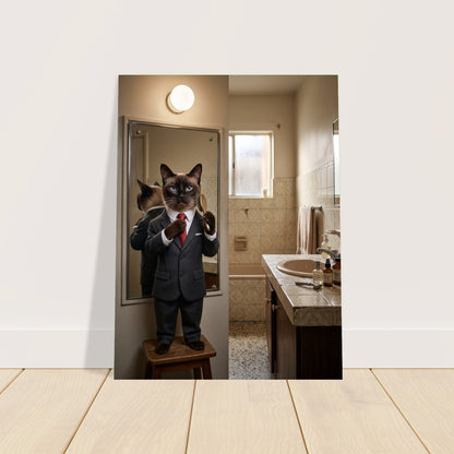 Funny Cat Poster – Sophisticated Cat in a Business Suit, Bathroom Mirror Art 2