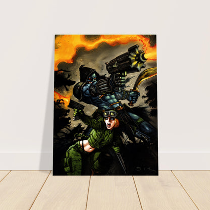 Sci-Fi Soldier Woman Poster - Armed Warrior Battle Scene Fantasy Wall Art 2