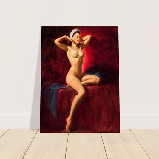 Art Frahm Seated Nude 1955 Poster – Classic Pin-Up Illustration Wall Art Decor 2