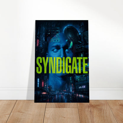 SYNDICATE Cyberpunk Hacker Poster – Neon Blue Sci-Fi Thriller Wall Art Decor 2