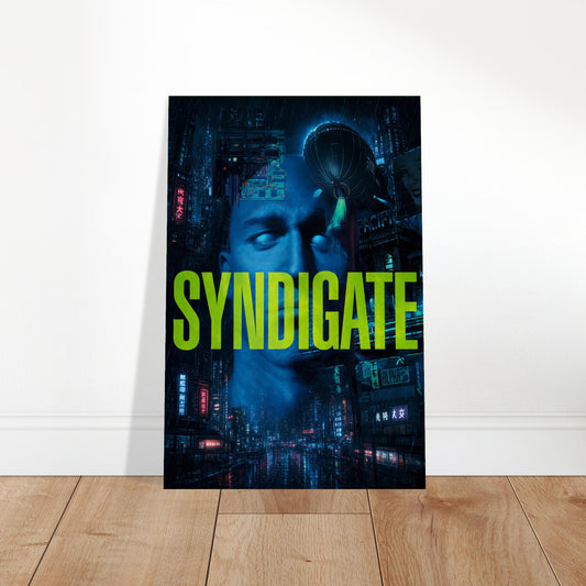 SYNDICATE Cyberpunk Hacker Poster – Neon Blue Sci-Fi Thriller Wall Art Decor 2