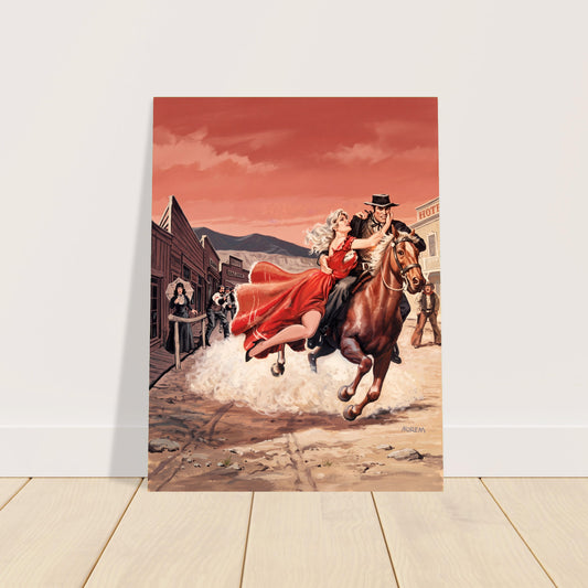 Earl Norem Western Frontier Rescue Poster – 1965 Vintage Cowboy Art 2