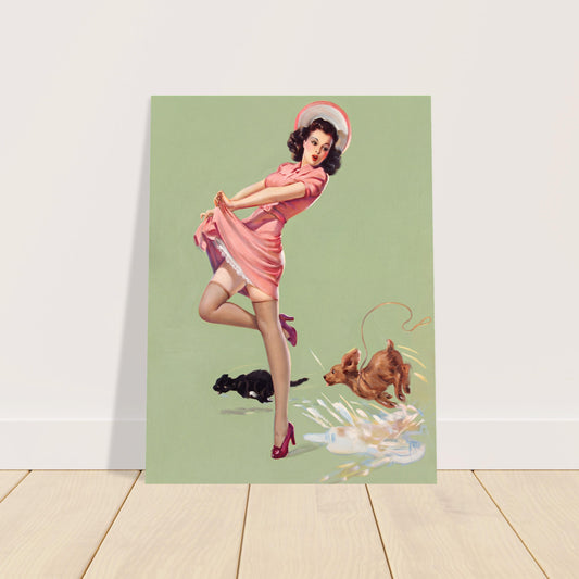 Out of Control by Art Frahm (1944) Vintage Pin-Up Poster Wall Art Decor 2