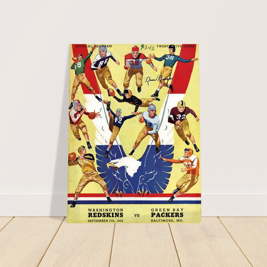 1942 Washington Redskins vs Green Bay Packers Football Program Poster Vintage 2