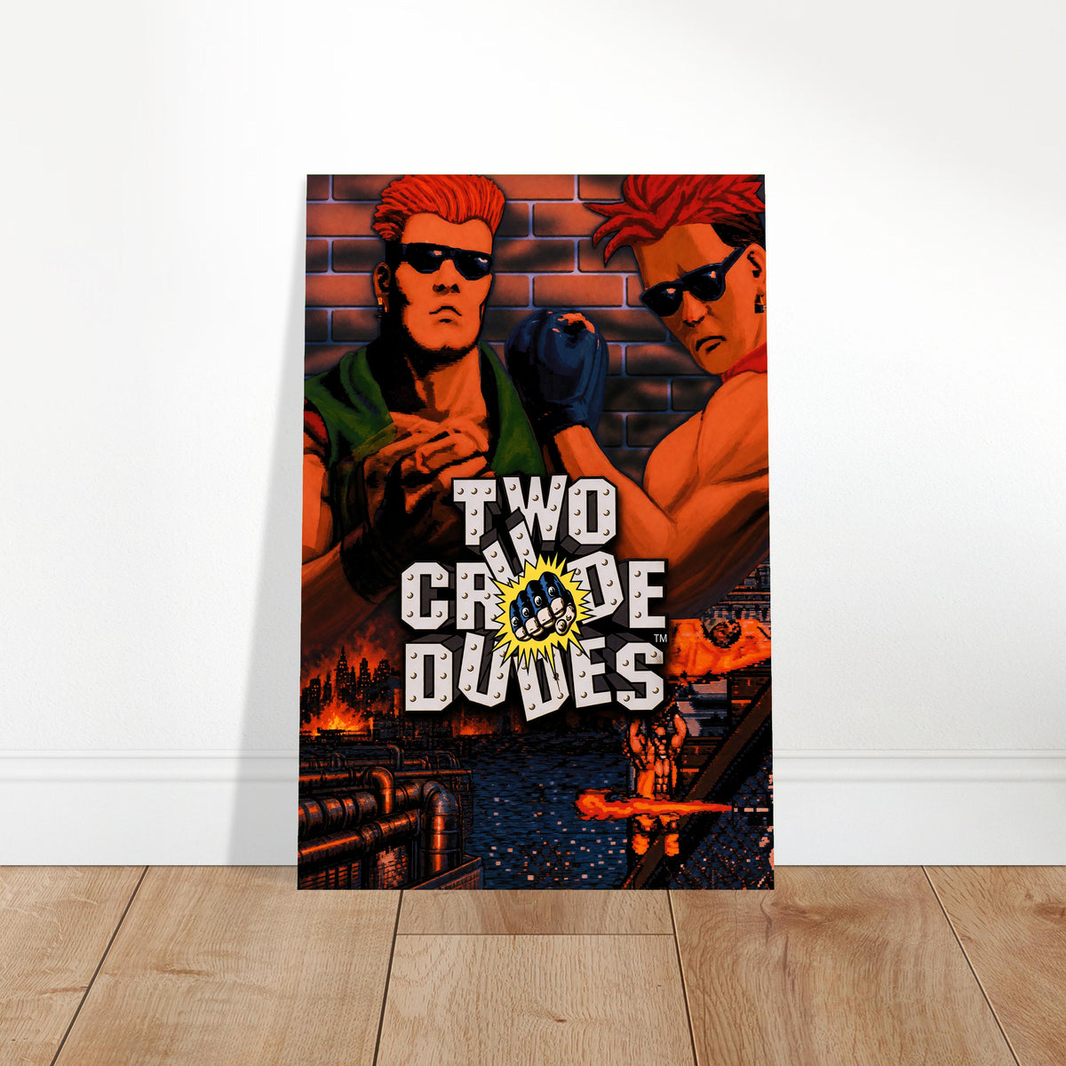 Two Crude Dudes 1992 Poster – Retro Action Heroes Arcade Game Wall Art Decor 2