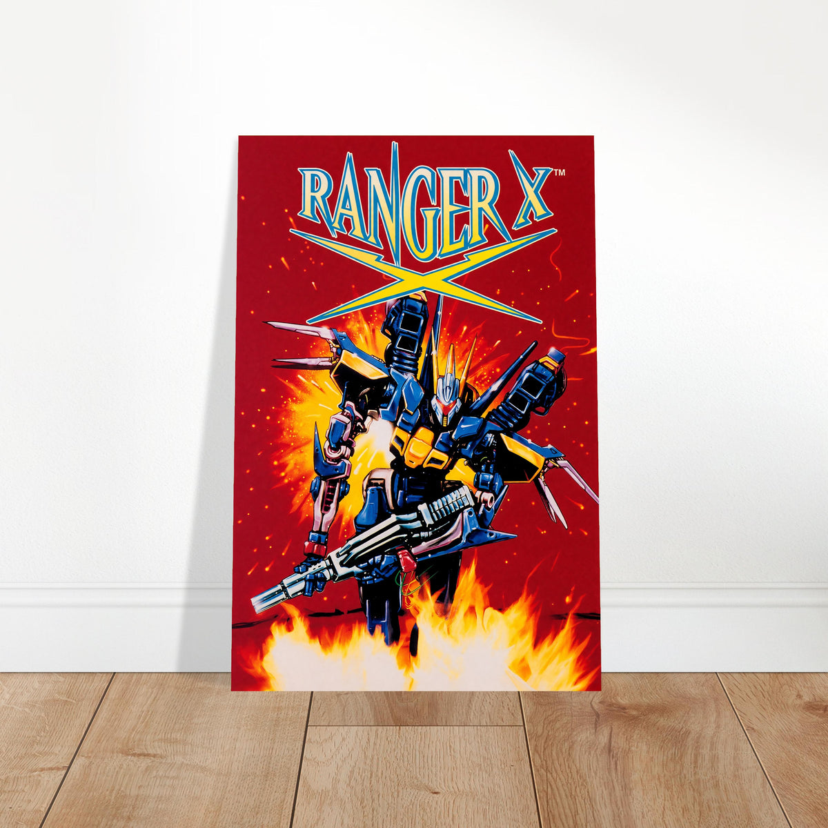 Ranger X Poster – Blue Robot Warrior with Guns Retro Art Wall Art Decor 2