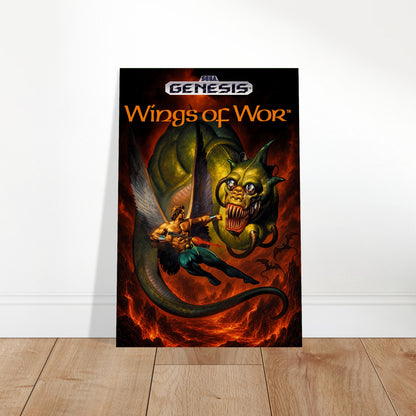 Wings of War Poster – Winged Warrior vs Monster – Retro Gaming Art 2