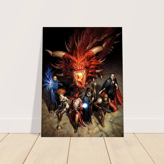 Red Dragon and Adventurers Poster – Todd Lockwood D&D Fantasy Art Print 1999 2
