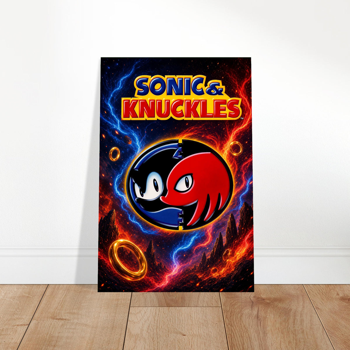 Sonic & Knuckles Video Game Poster – Dual Character Split Design Wall Art Decor 2
