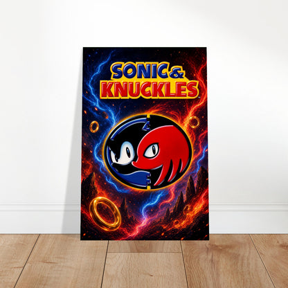 Sonic & Knuckles Video Game Poster – Dual Character Split Design Wall Art Decor 2