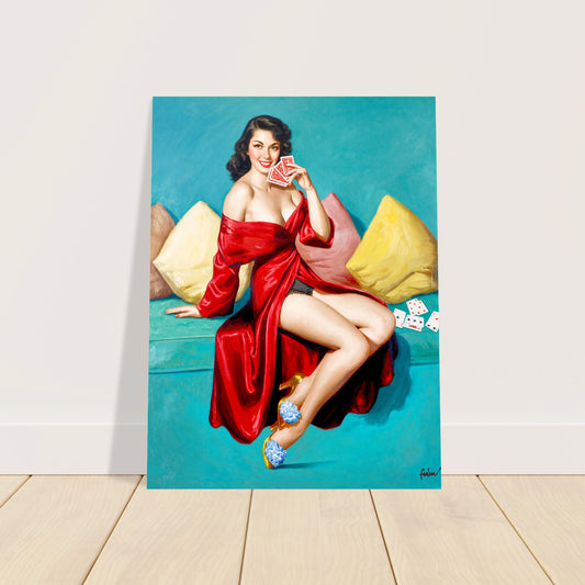 Art Frahm I Deal 1950 Poster – Vintage Pin-Up Woman Playing Cards Wall Art Decor 2