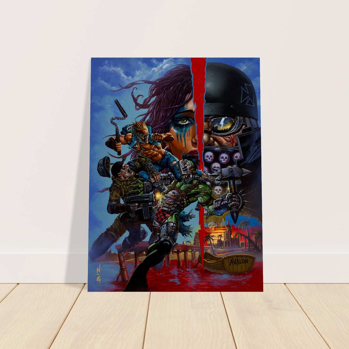 SIMON BISLEY AVALON POSTER – DARK FANTASY WARRIOR WOMAN WITH SKULL HELM 2