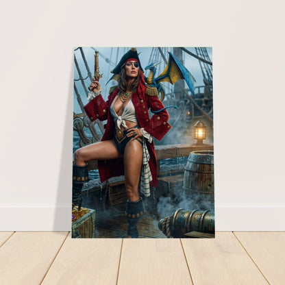 Fantasy Art Poster – Pirate Captain and Dragon, Seafaring Adventure Wall Art 2