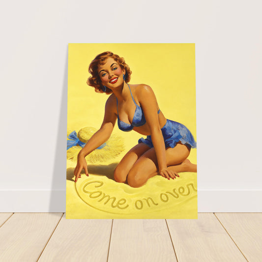 Come On Over by Art Frahm 1953 Poster – Vintage Pin-Up Girl Wall Art Decor 2