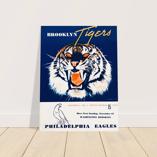 1944 Brooklyn Tigers Football Program Poster Vintage Pro Football Wall Art 2