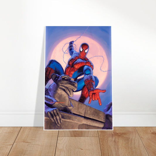 Spider-Man Framed Poster – Greg Hildebrandt 1990s Marvel Gargoyle Rooftop Art 2