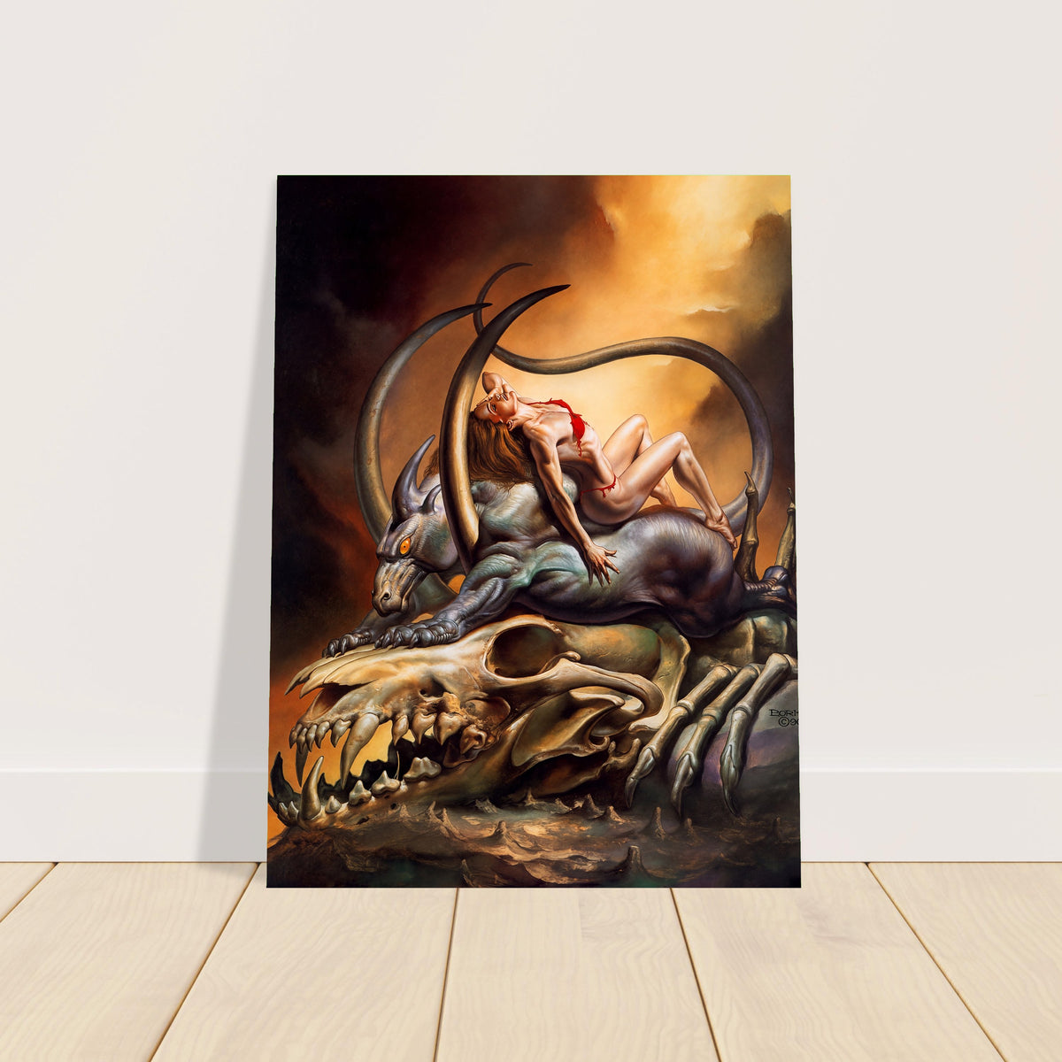 BORIS VALLEJO WOMAN AND MONSTER POSTER – FANTASY DEMON 1996 Wall Art Decor 2