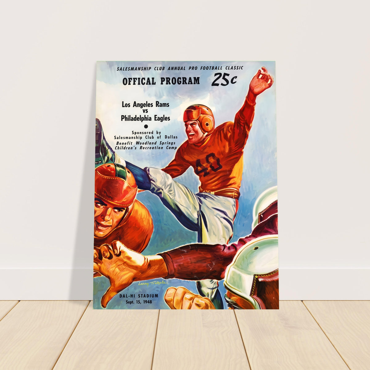 1948 Los Angeles Rams vs Philadelphia Eagles Football Program Poster Vintage 2