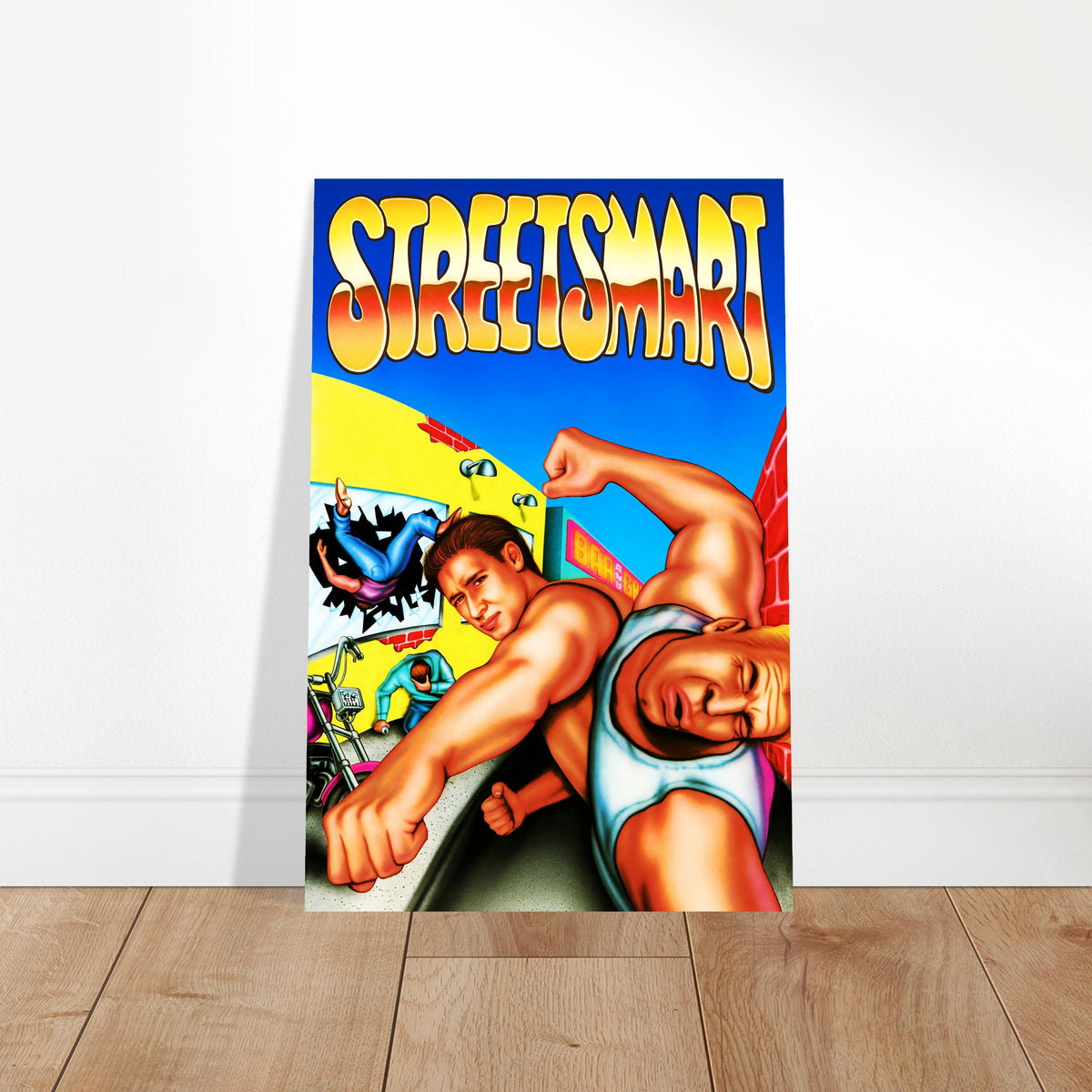 Street Smart Retro Arcade Action Poster – Muscular Hero Game Cover 2
