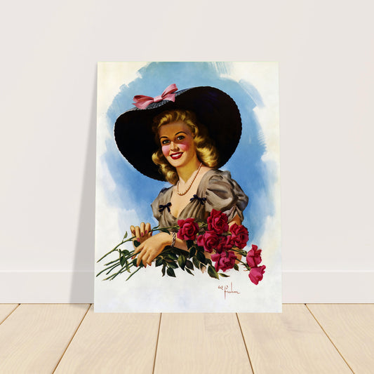 Art Frahm Glamorous Pin-Up with Roses 1950 Poster Wall Art Decor 2