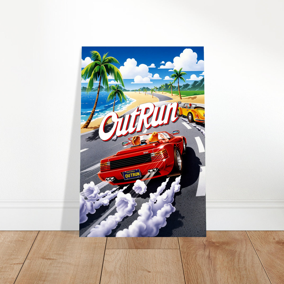 OutRun Poster - Red Sports Car Coastal Racing Retro Game Art Wall Art 2