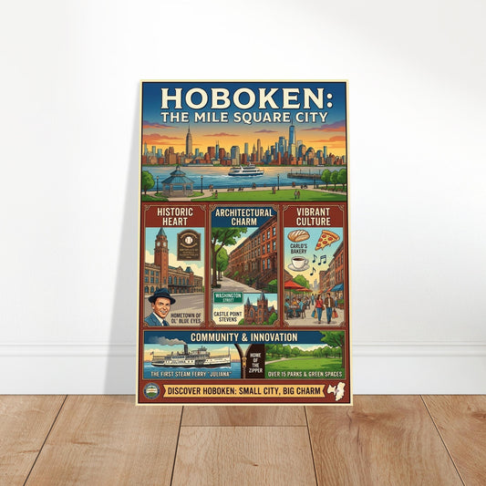 HOBOKEN CITY POSTER – MILE SQUARE VINTAGE STYLE TRAVEL ART PRINT 2