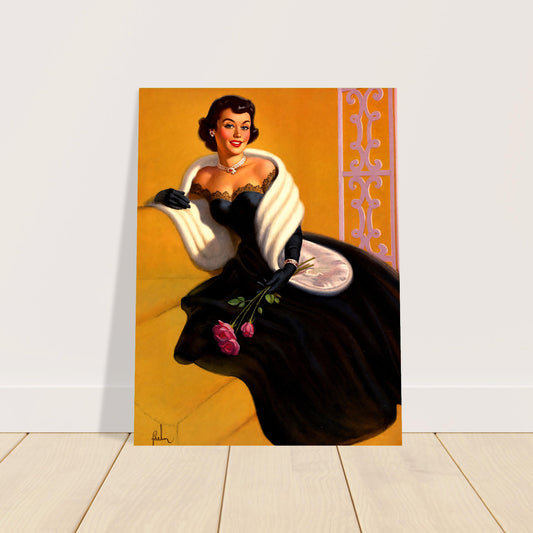 Art Frahm Brunette with Roses 1949 Poster – Vintage Pin-Up Wall Art Decor 2