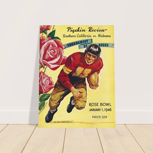 1946 Rose Bowl USC vs Alabama Football Program Poster Vintage College Art 2