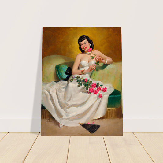 Art Frahm Brunette with Roses 1949 Poster – Vintage Pin-Up Wall Art Decor 2