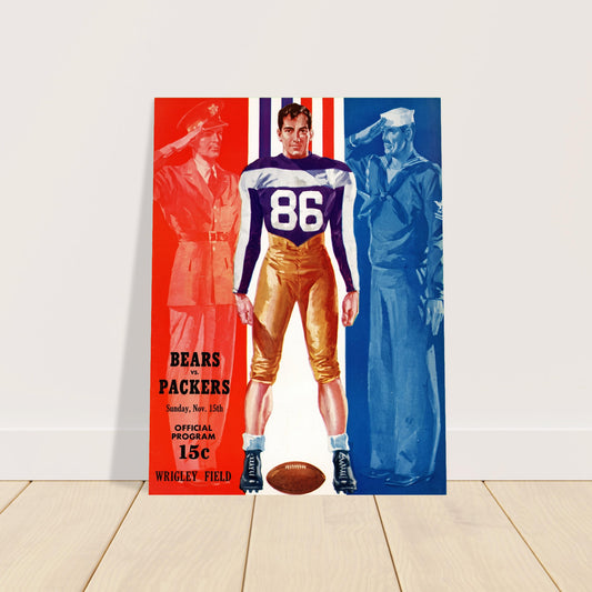 1942 Chicago Bears vs Green Bay Packers Football Program Poster Wartime Salute 2
