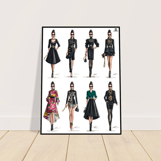 Karl Lagerfeld Chanel Fashion Collection Design Sketches Poster Wall Art Decor 2